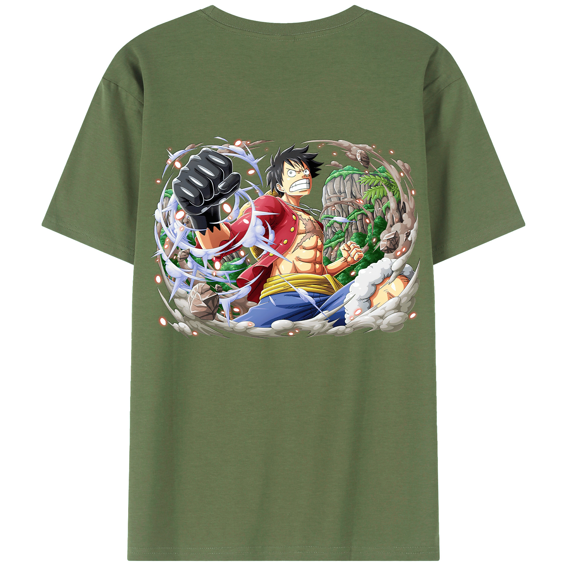 ワンピース モンキー・D・ルフィ ONE PIECE Monkey D. Luffy 綿100％ メンズ半袖Tシャツ（バックプリント） 通気性